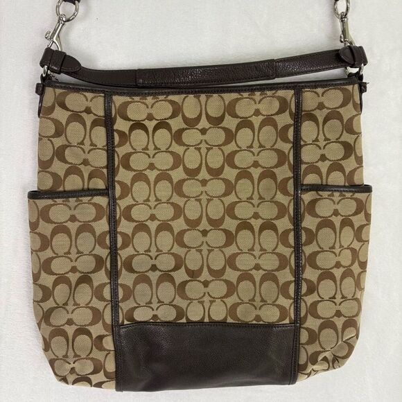 Coach Brown Monogram Leather Large Crossbody/Shoulder Purse - Picture 12 of 16